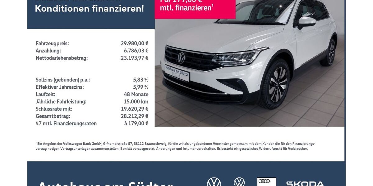 VW Tiguan 25.500 km 29.980 &euro; Rietberg 33397
