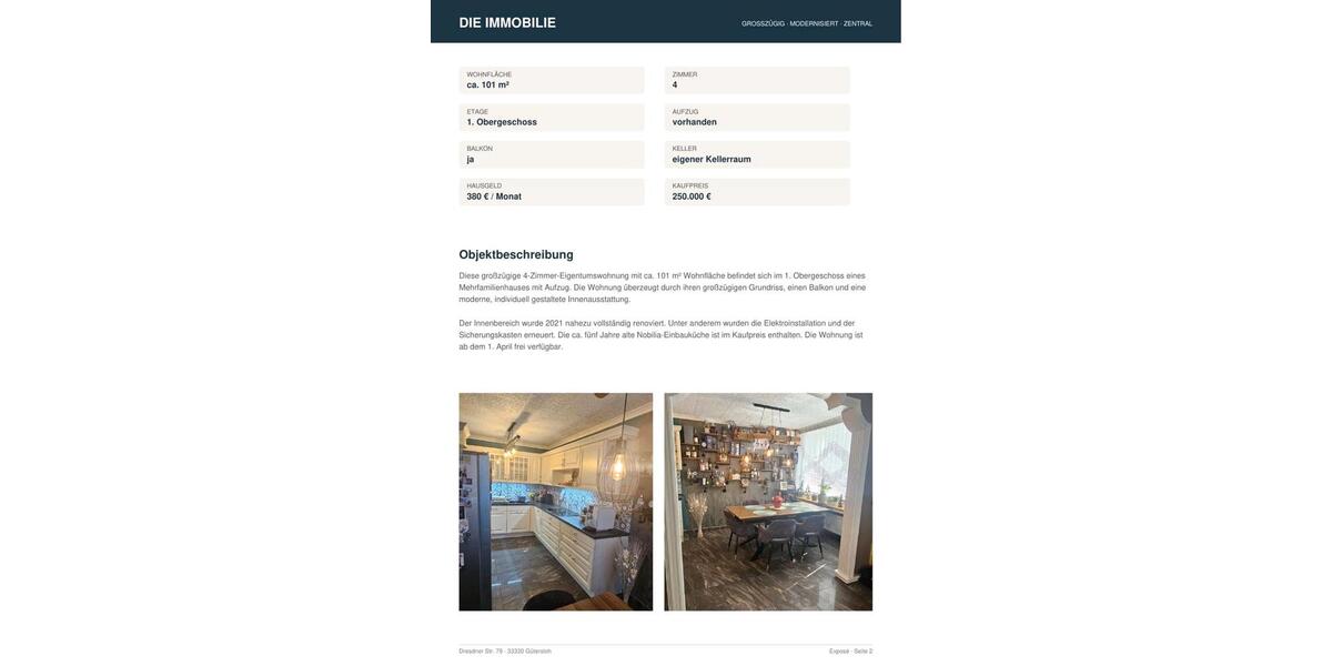 Etagenwohnung Gütersloh - 4 Zimmer, 101 m&sup2;, 250.000&euro; | Angebot:27296269
