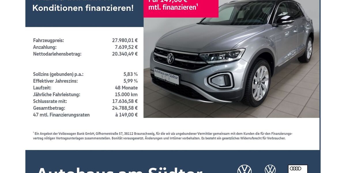 VW T-Roc 28.500 km 26.980 &euro; Rietberg 33397