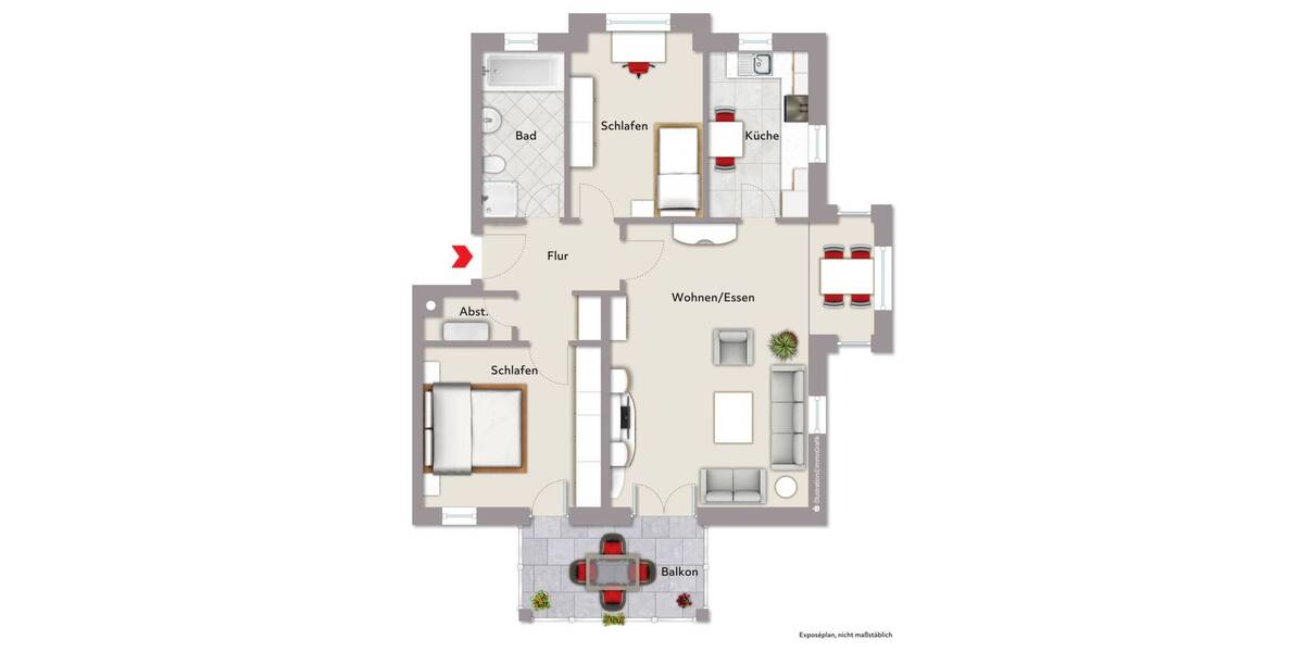 Etagenwohnung Gütersloh Innenstadt - 3 Zimmer, 82 m&sup2;, 229.000&euro; | Angebot:26744970
