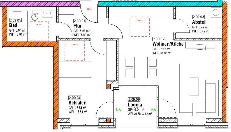 Etagenwohnung Gütersloh Kattenstroth - 2 Zimmer, 70 m&sup2;, 1.036&euro; | Angebot:26618920