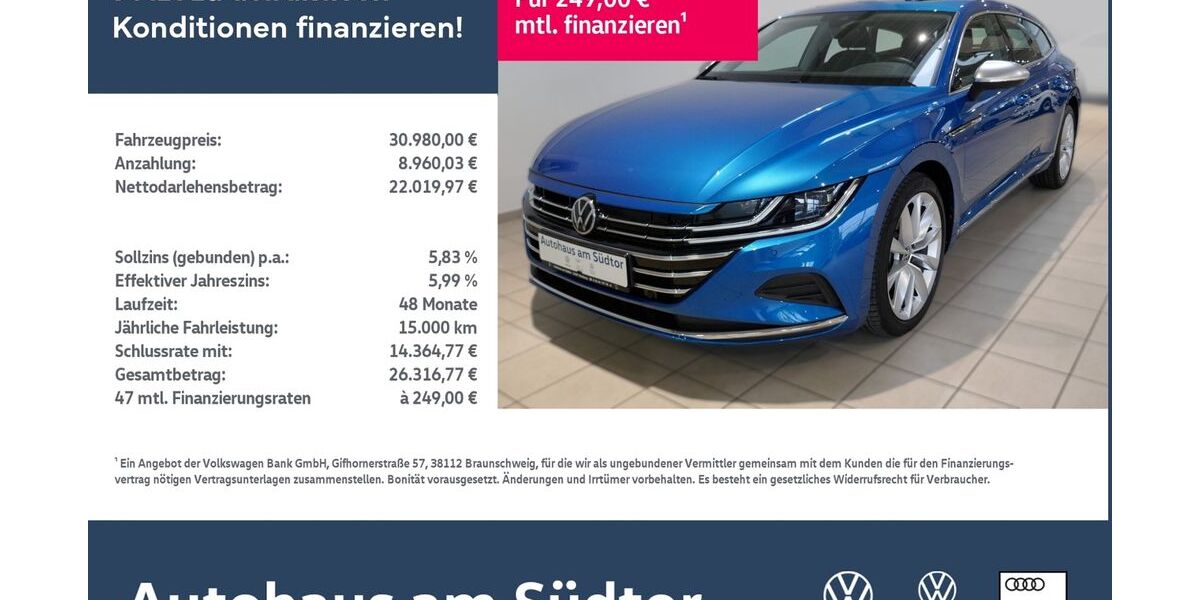 VW Arteon 38.533 km 30.980 &euro; Rietberg 33397