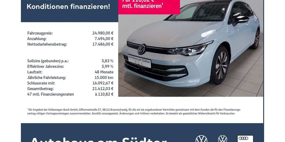 VW Golf 15.500 km 23.980 &euro; Rietberg 33397