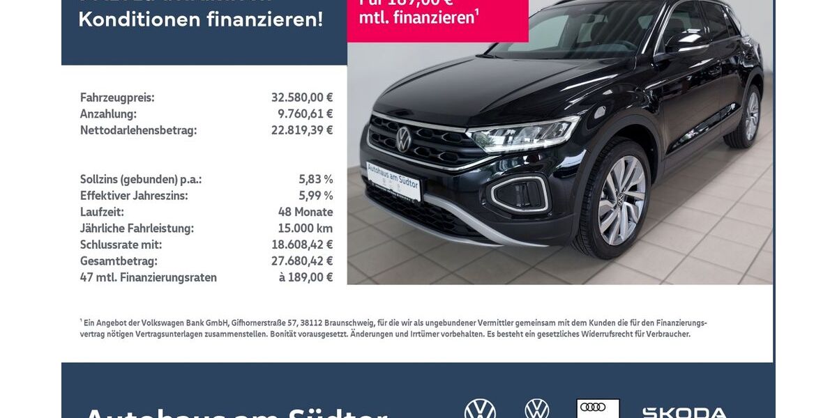 VW T-Roc 7.500 km 32.580 &euro; Rietberg 33397
