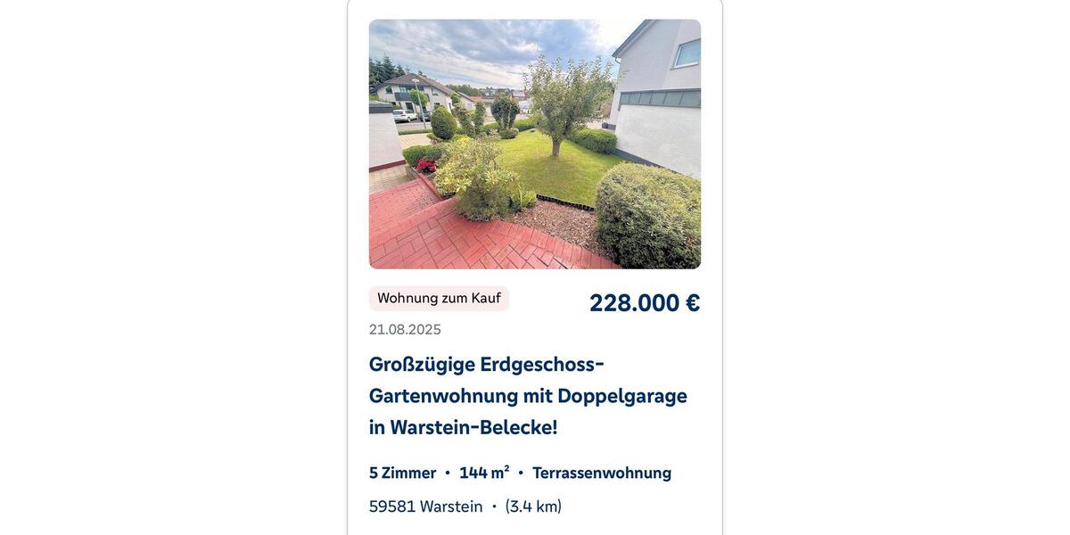 Erdgeschoßwohnung Warstein - 5 Zimmer, 144 m&sup2;, 228.000&euro; | Angebot:24651771
