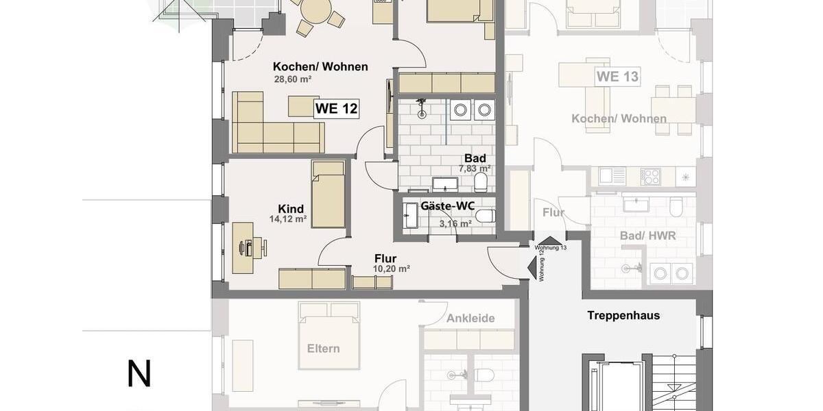 Etagenwohnung Gütersloh - 3 Zimmer, 82 m&sup2;, 1.080&euro; | Angebot:25807122