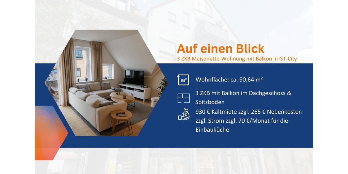 Etagenwohnung Gütersloh - 3 Zimmer, 91 m&sup2;, 930&euro; | Angebot:25252393