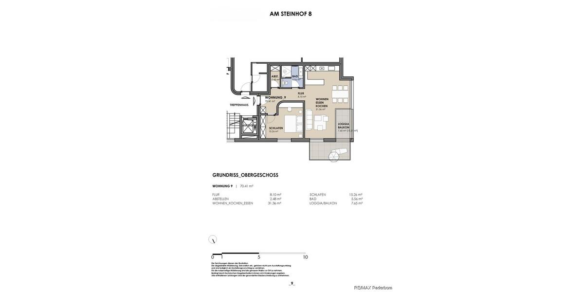 Etagenwohnung Paderborn Elsen - 2.5 Zimmer, 70 m&sup2;, 1.000&euro; | Angebot:25584456