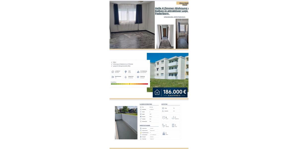 Erdgeschoßwohnung Paderborn - 4 Zimmer, 81 m&sup2;, 186.000&euro; | Angebot:26327122