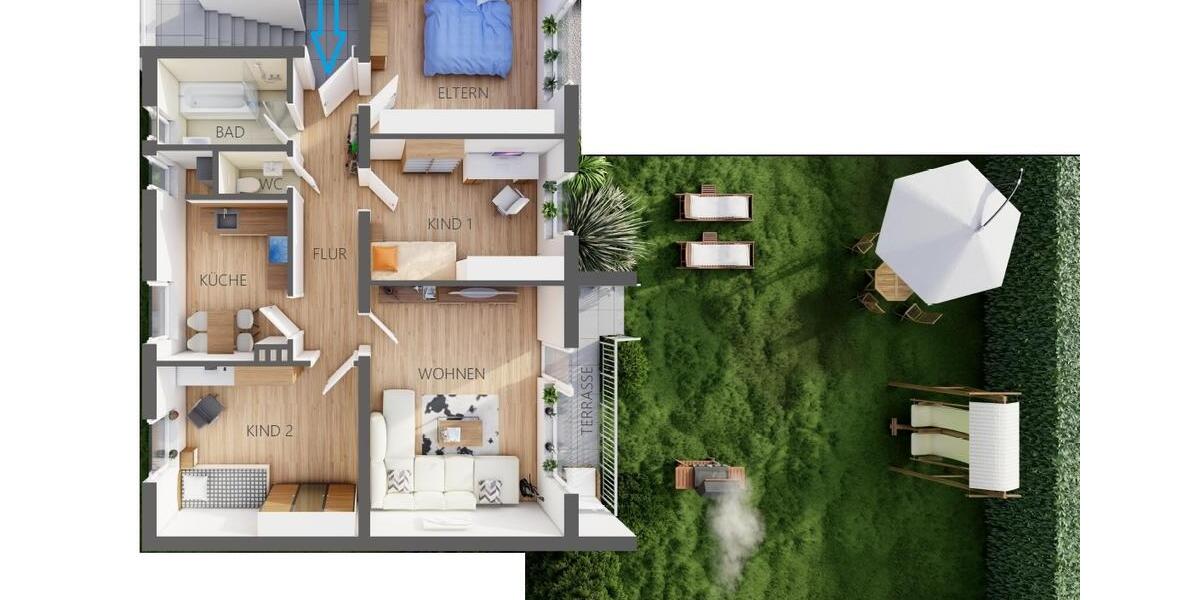 Erdgeschoßwohnung Lippstadt Garfeln - 4 Zimmer, 90 m&sup2;, 998&euro; | Angebot:25395288