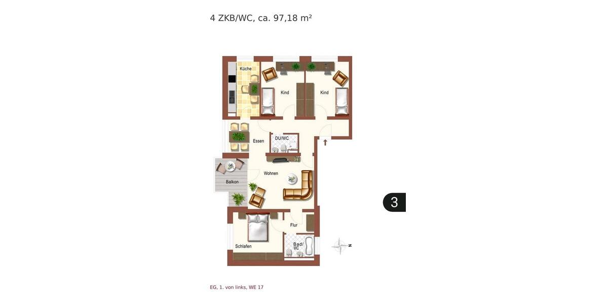Erdgeschoßwohnung Paderborn - 4 Zimmer, 97 m&sup2;, 349.000&euro; | Angebot:24825496