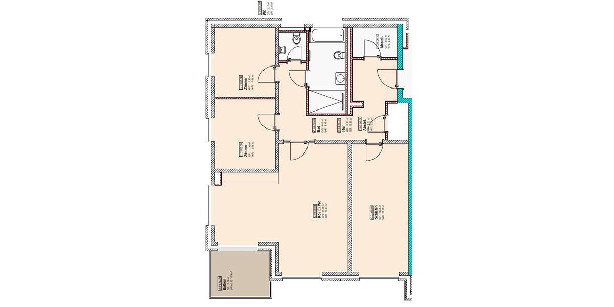 Etagenwohnung Rheda-Wiedenbrück Wiedenbrück - 4 Zimmer, 117 m&sup2;, 1.465&euro; | Angebot:25999754