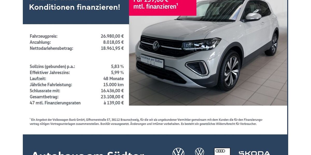 VW T-Cross 8.213 km 26.980 &euro; Rietberg 33397