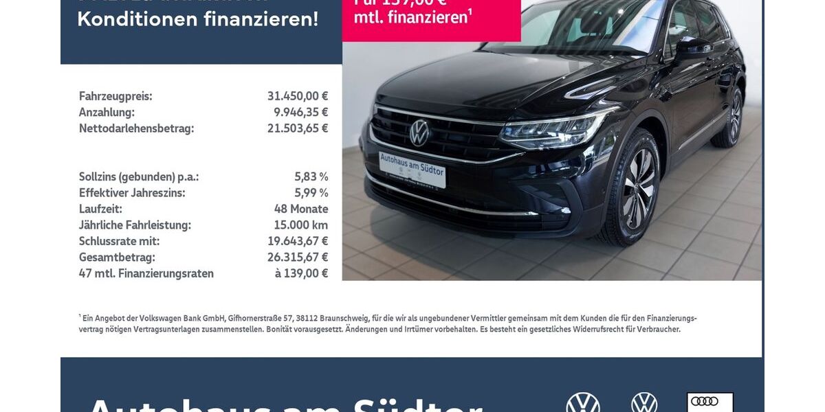 VW Tiguan 24.000 km 31.450 &euro; Rietberg 33397