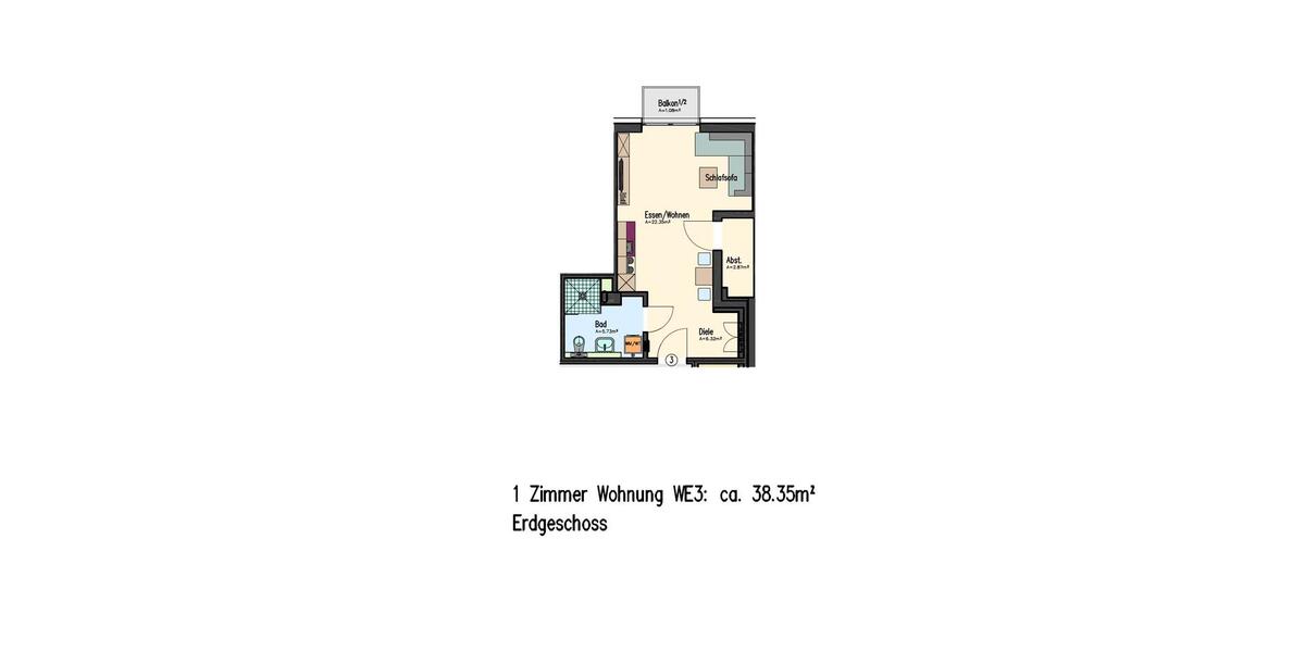 Etagenwohnung Paderborn - 1 Zimmer, 38 m&sup2;, 498&euro; | Angebot:26645596