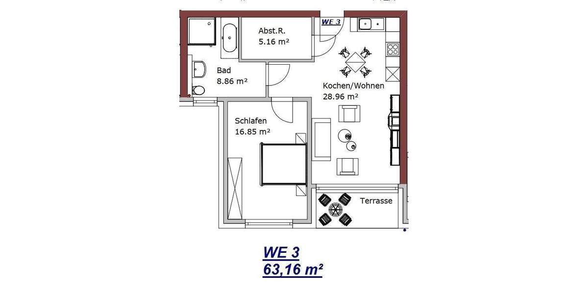 Etagenwohnung Paderborn Kernstadt - 2 Zimmer, 62 m&sup2;, 872&euro; | Angebot:25866322