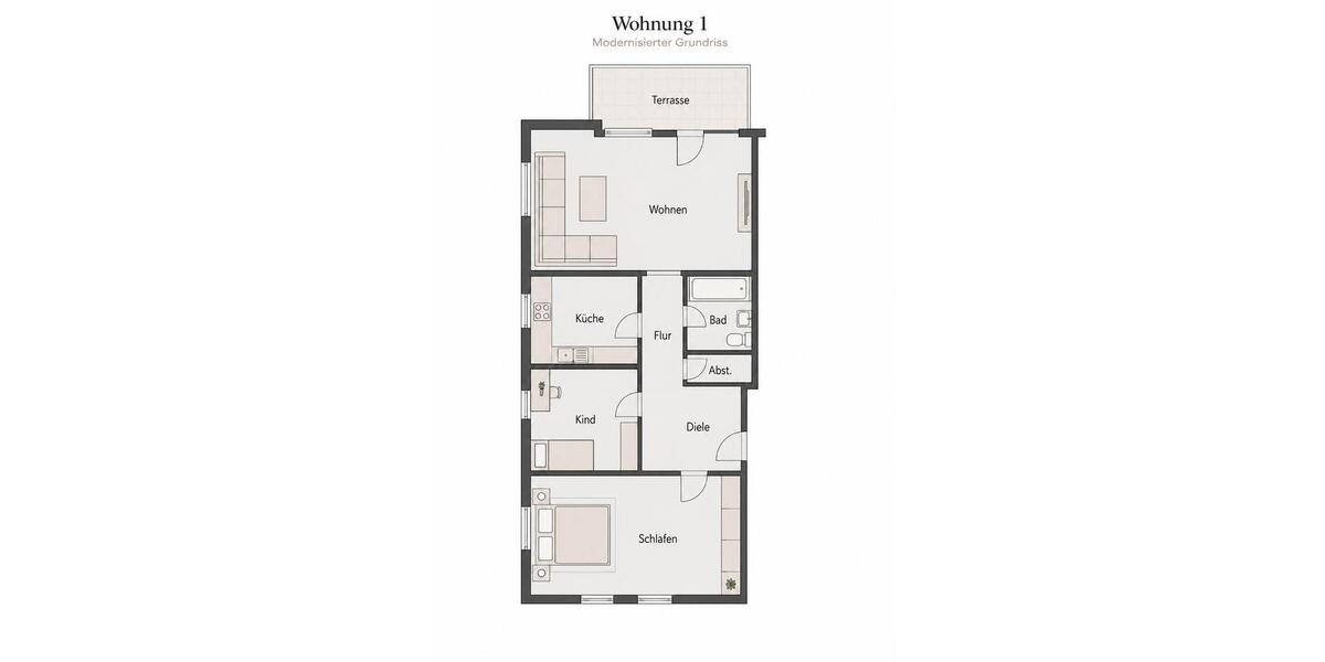 Etagenwohnung Oelde - 3 Zimmer, 76 m&sup2;, 800&euro; | Angebot:26568398