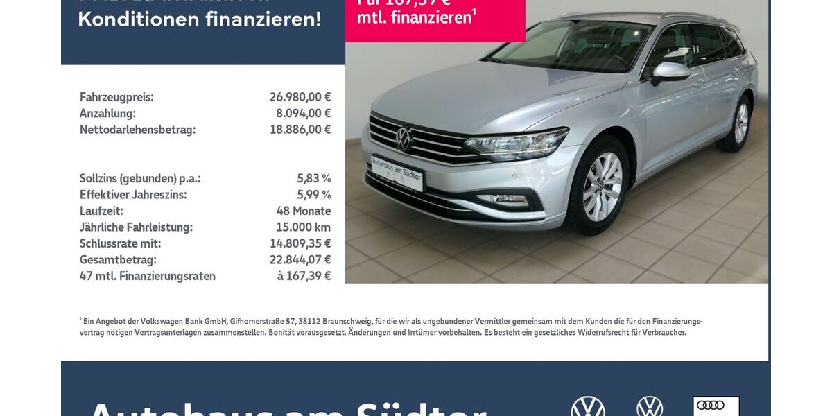 VW Passat Variant 47.453 km 26.980 &euro; Rietberg 33397
