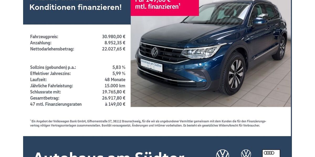 VW Tiguan 32.500 km 30.980 &euro; Rietberg 33397