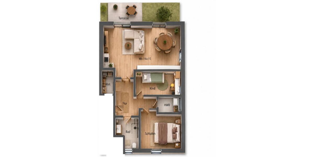 Erdgeschoßwohnung Lippstadt Garfeln - 3 Zimmer, 80 m&sup2;, 1.098&euro; | Angebot:26506397