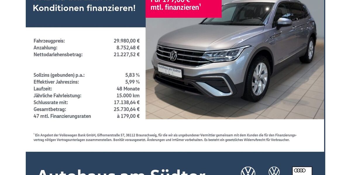 VW Tiguan Allspace 51.100 km 29.980 &euro; Rietberg 33397