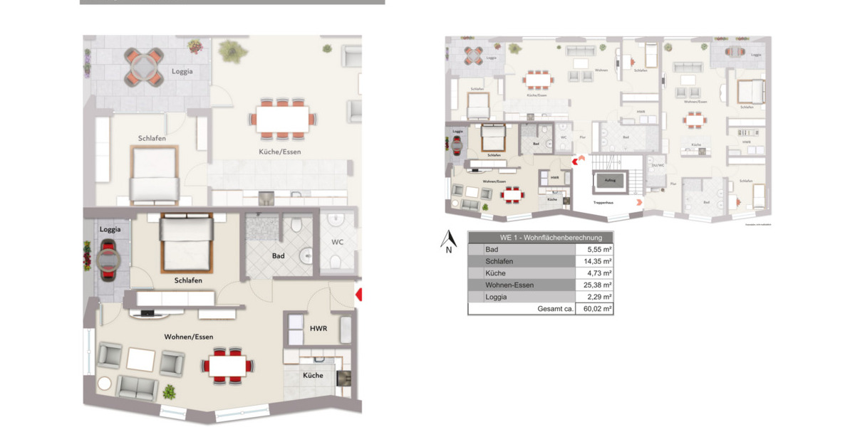 Etagenwohnung Rheda-Wiedenbrück Wiedenbrück - 2 Zimmer, 59 m&sup2;, 304.000&euro; | Angebot:25780593