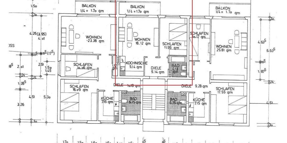 Etagenwohnung Paderborn Kernstadt - 2 Zimmer, 46 m&sup2;, 420&euro; | Angebot:26043024