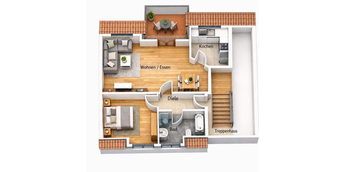 Dachgeschoßwohnung Paderborn Elsen - 2 Zimmer, 54 m&sup2;, 157.000&euro; | Angebot:26440203