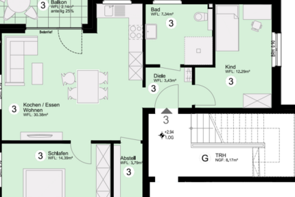Wohnung Delbrück - 3 Zimmer, 74 m&sup2;, 1.020&euro; | Angebot:26636854