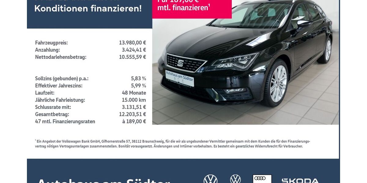 Seat Leon 121.500 km 13.980 &euro; Rietberg 33397