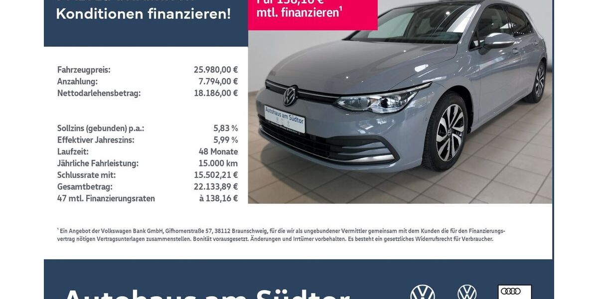 VW Golf 45.500 km 25.980 &euro; Rietberg 33397