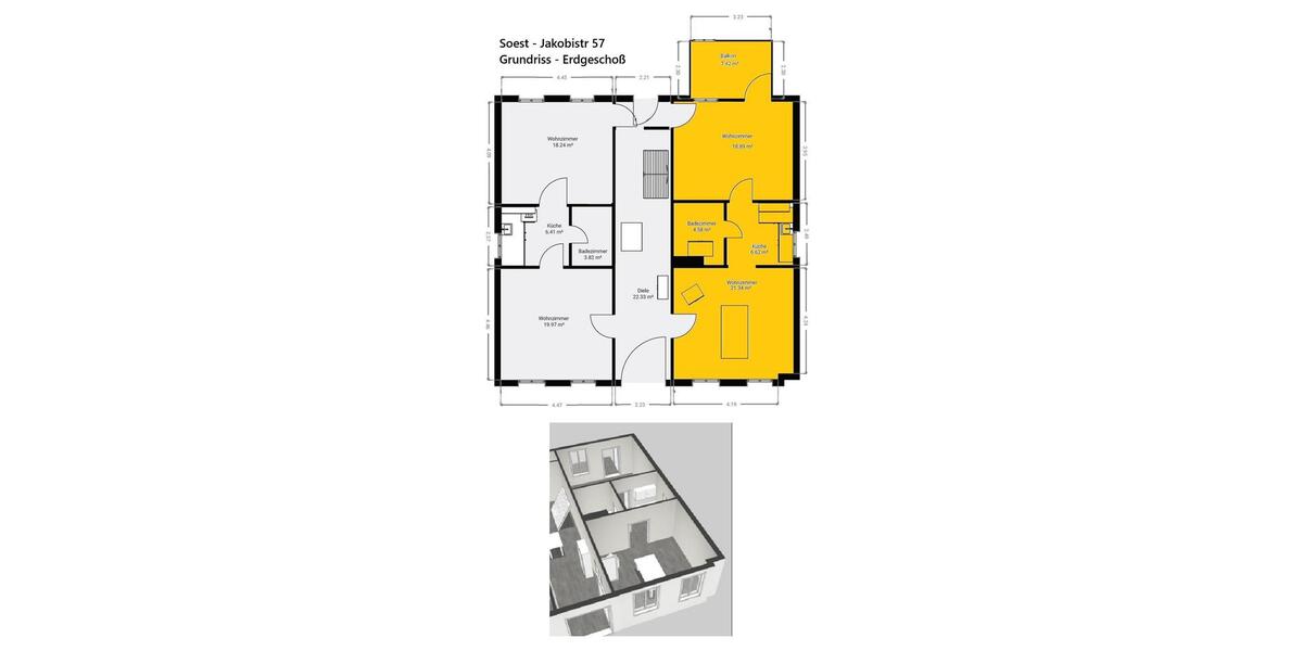 Erdgeschoßwohnung Soest - 2 Zimmer, 57 m&sup2;, 665&euro; | Angebot:26678028