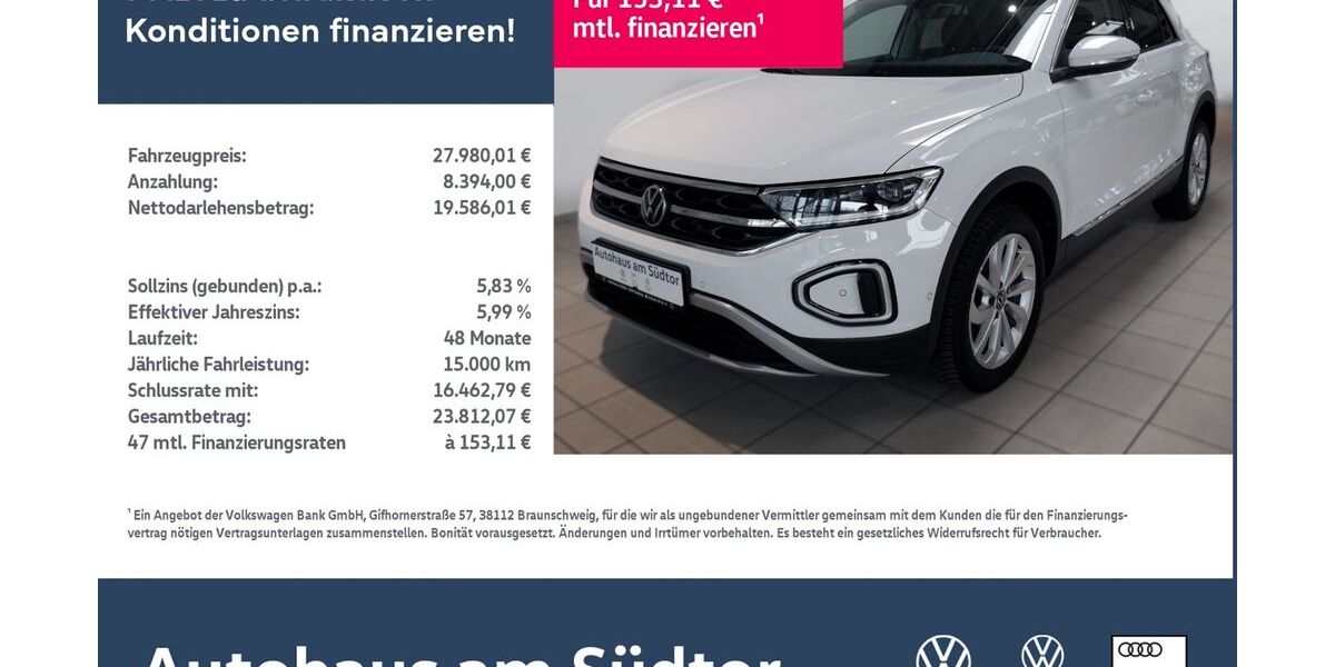 VW T-Roc 20.175 km 27.980 &euro; Rietberg 33397