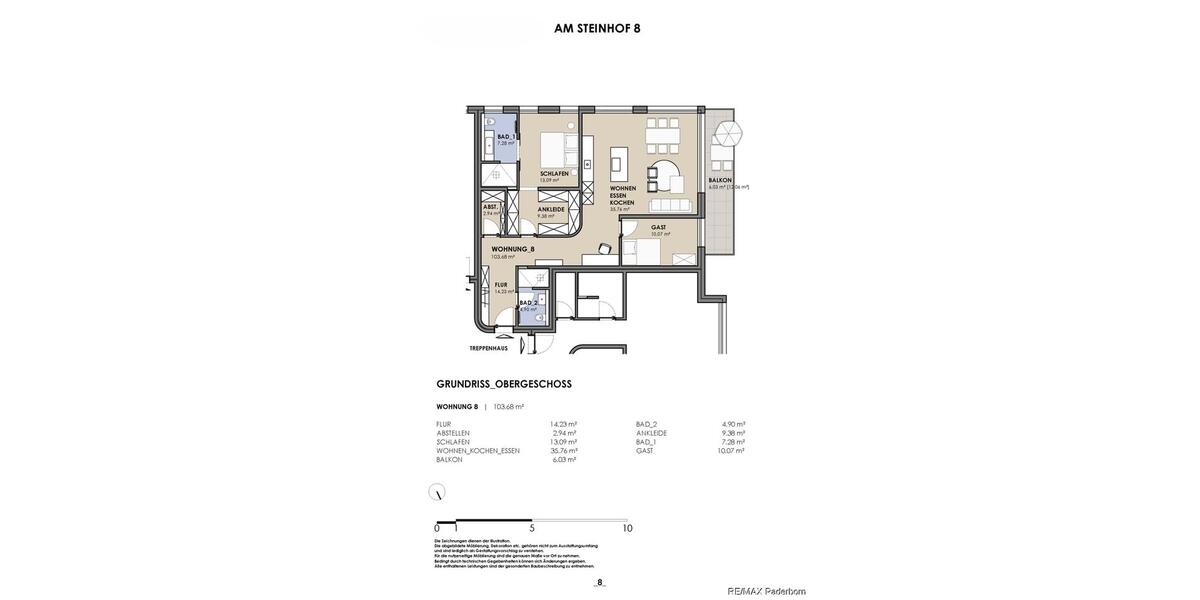 Etagenwohnung Paderborn Elsen - 3.5 Zimmer, 104 m&sup2;, 1.400&euro; | Angebot:25584459