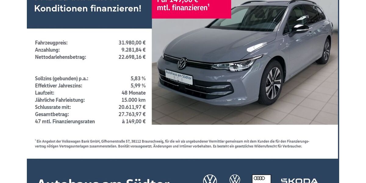 VW Golf 8.797 km 31.980 &euro; Rietberg 33397